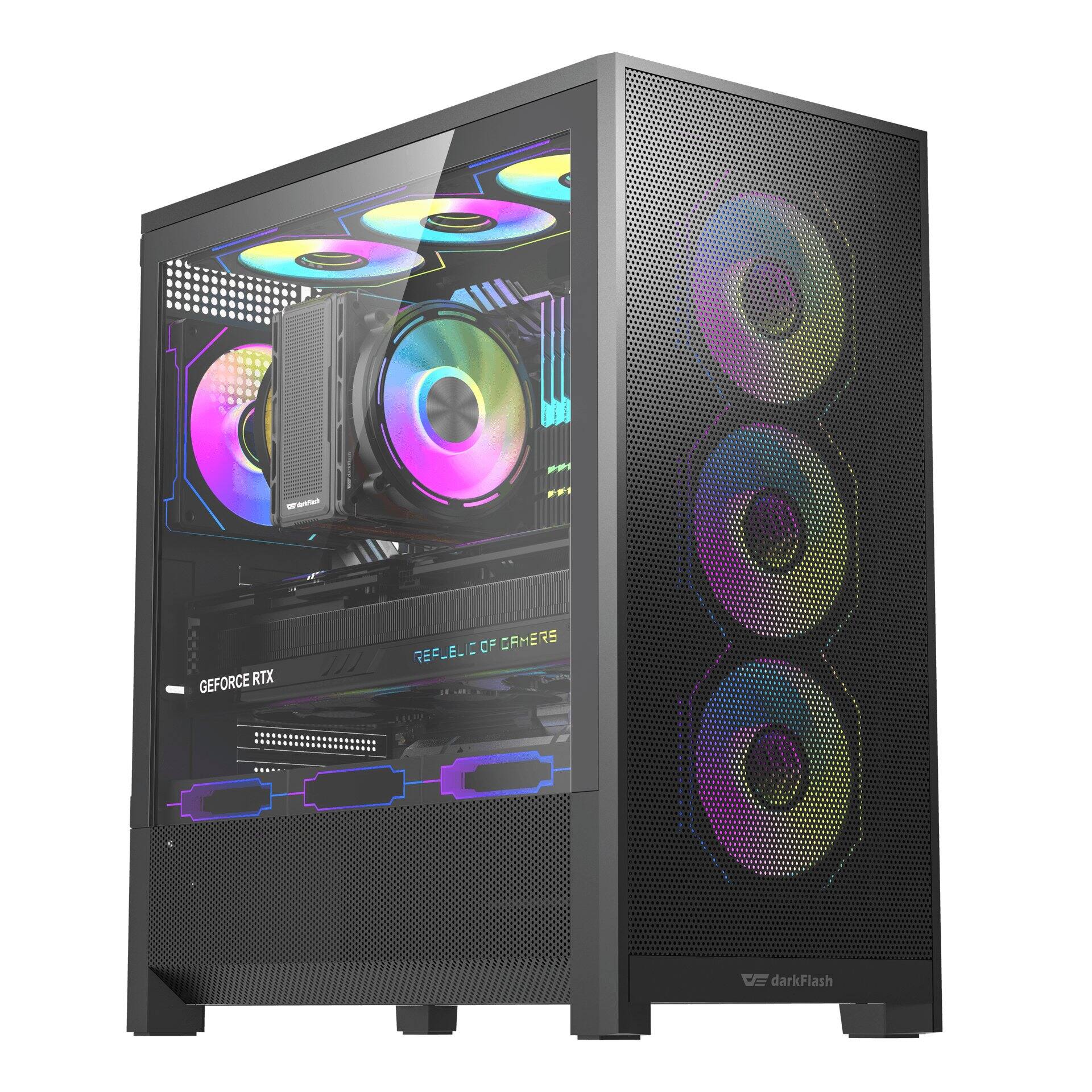 darkFlash AIR400 DF A400 BK 4F E ATX Mid Tower PC Case, 4 ARGB Fans ...