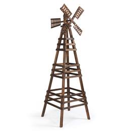 Winado - 3 Layers 6.6FT Wooden Windmill Backyard Garden Decoration Weathervane for Outdoor Garden - Carbonized