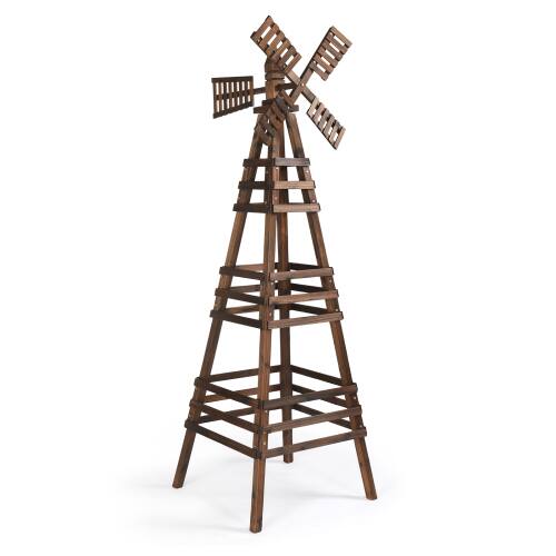 Front. Winado - 3 Layers 6.6FT Wooden Windmill Backyard Garden Decoration Weathervane for Outdoor Garden - Carbonized.