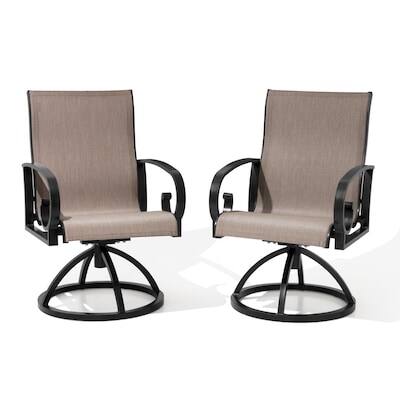 Angle. Crestlive Products - Crestlive Products Set of 2 Brown Aluminum Frame Swivel Dining Chair Brown Mesh Seat - Ash-2PC.