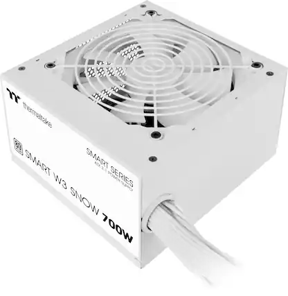 The text on the image reads: "Thermaltake 80 SMART ATX 3.3 W3 Power Supply Series Snow 700W."