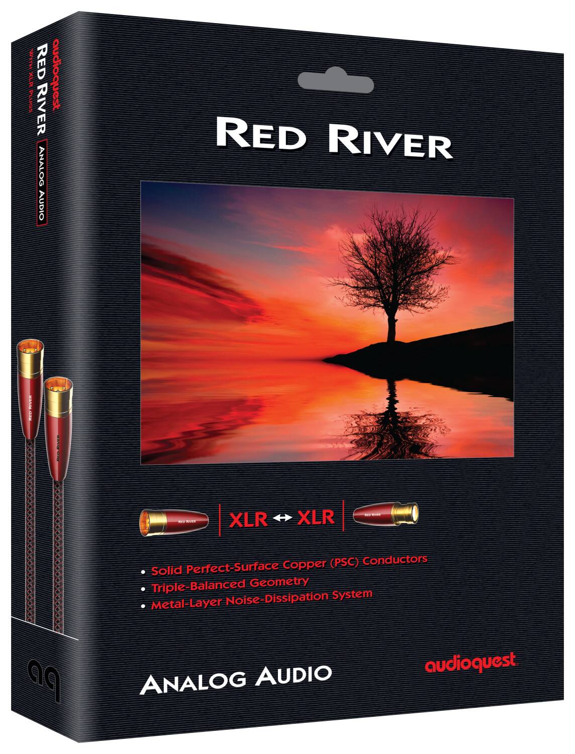 Red River Analog Audio  
XLR - XLR  
- Solid Perfect-Surface Copper (PSC) Conductors  
- Triple-Balanced Geometry  
- Metal-Layer Noise-Dissipation System  
- AudioQuest