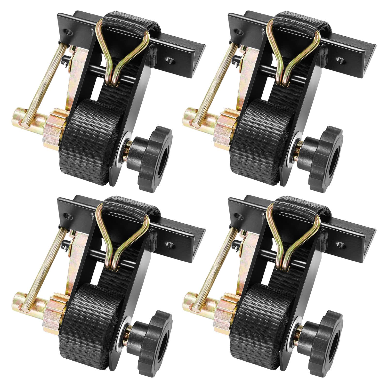 VEVOR - Ladder Rack Ratchet Straps, Square Tube Mount, 1.5 in Wide x 7.4 ft Long Ladder Rack Straps - Black