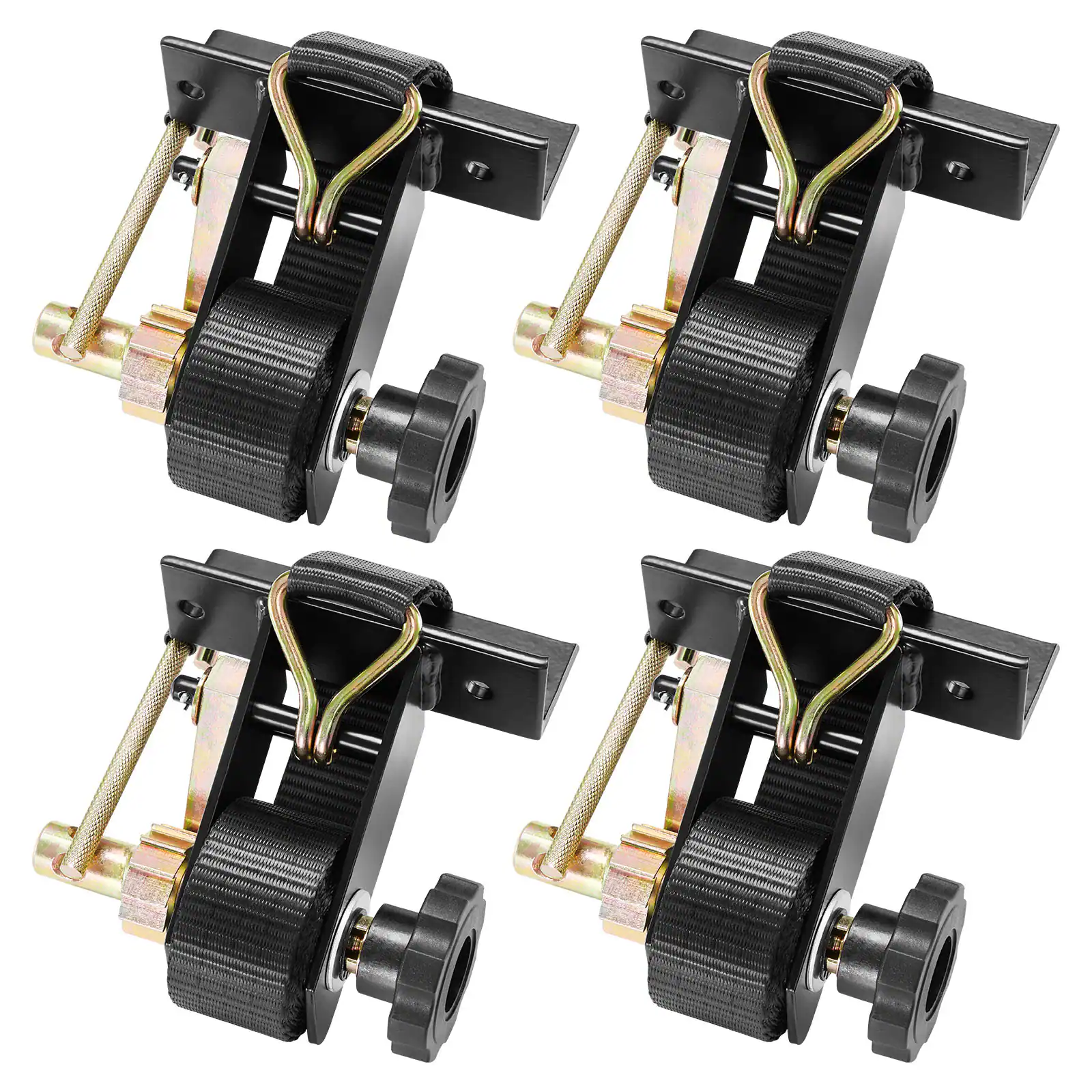 Front. VEVOR - Ladder Rack Ratchet Straps, Black Square Tube Mount, 1.5 in Wide x 7.4 ft Long Black Ladder Rack Straps - Black.