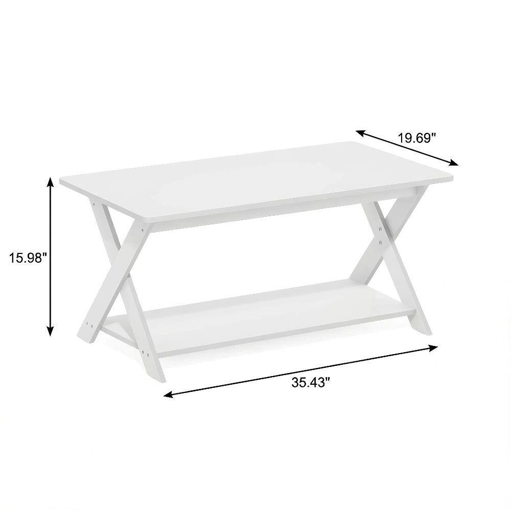 FurniFact - Modern Simplistic Coffee Table with Criss-Crossed Base - White price history on PriceWatchPro