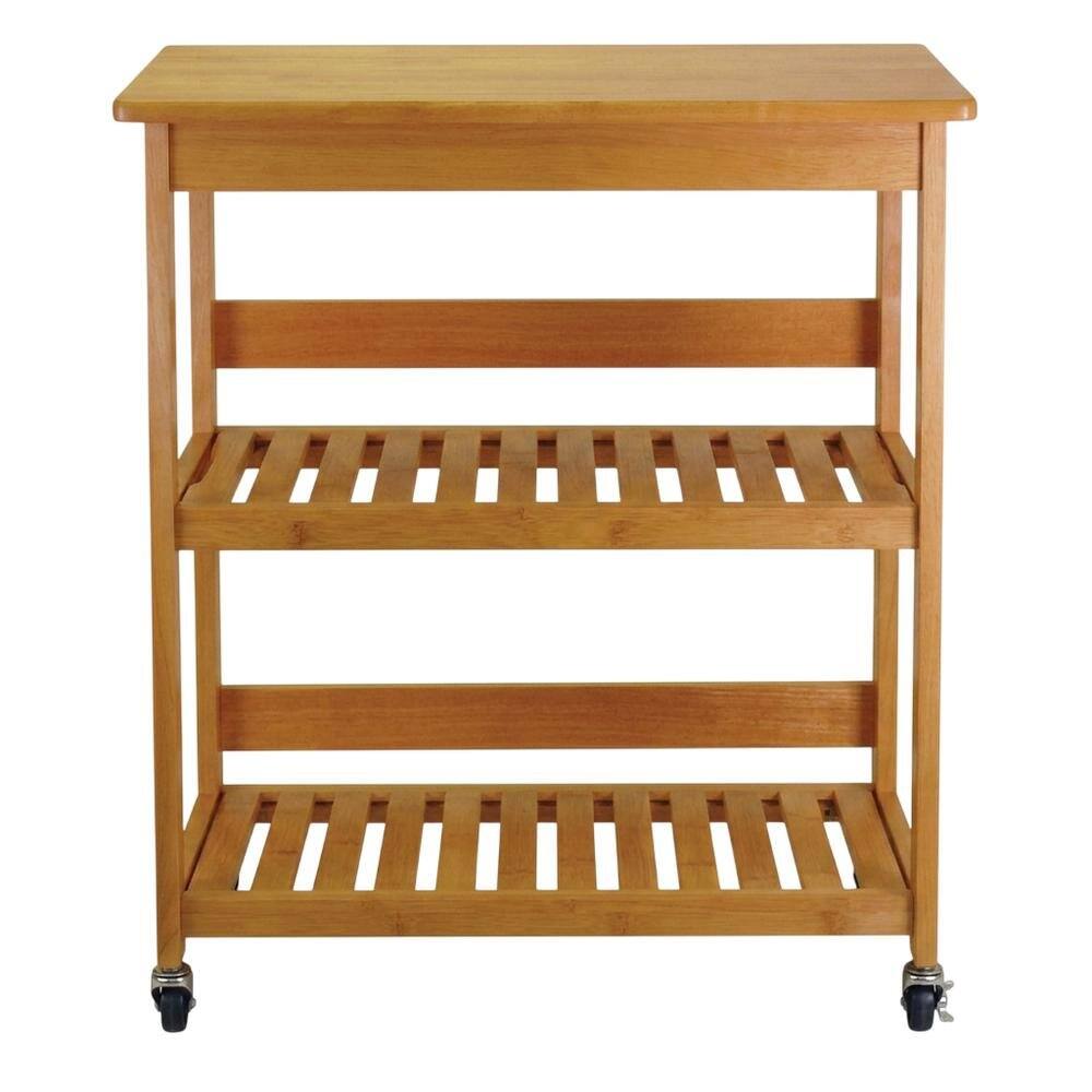 Back. FurniFact - Foldable Kitchen Cart - Light Oak.