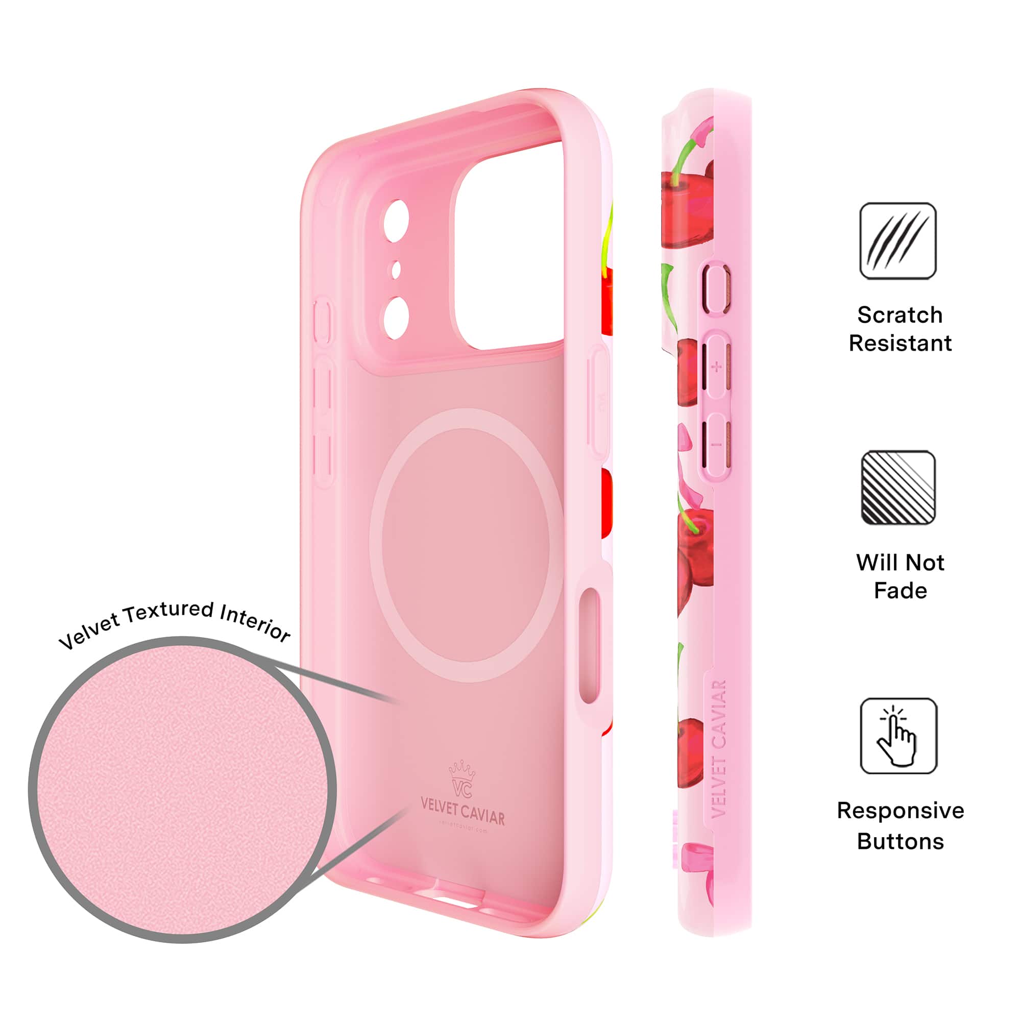 - Velvet Textured Interior
- Scratch Resistant
- Will Not Fade
- Responsive Buttons
VC VELVET CAVIAR