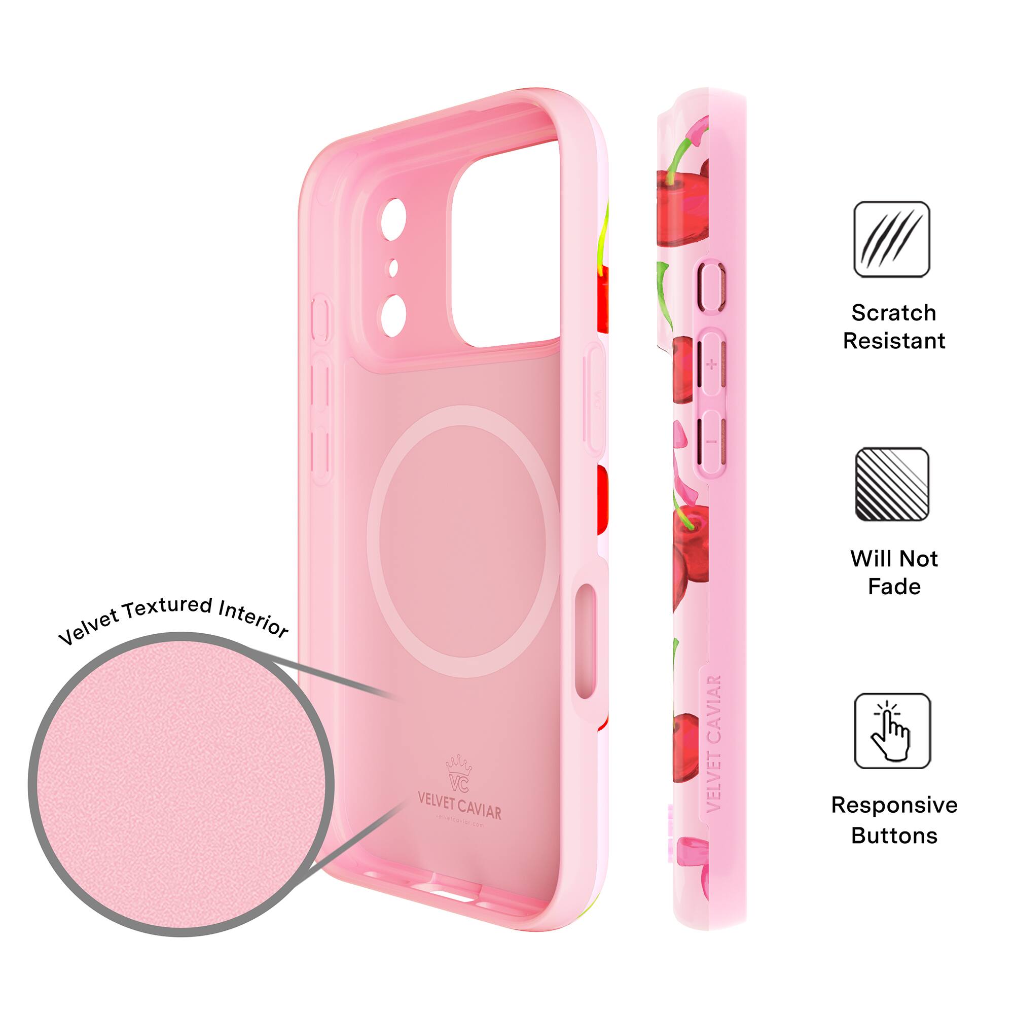 - Velvet Textured Interior
- Scratch Resistant
- Will Not Fade
- Responsive Buttons

VC VELVET CAVIAR