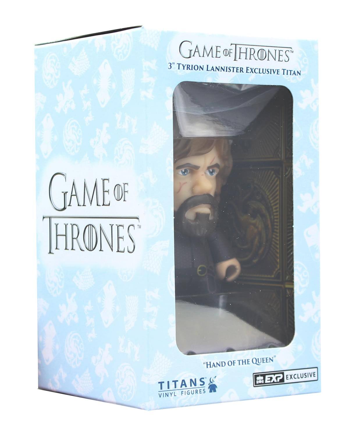 GAME OF THRONES 3" TYRION LANNISTER EXCLUSIVE TITAN  
"GAME OF THRONES"  
"HAND OF THE QUEEN"  
EXP EXCLUSIVE  
TITANS VINYL FIGURES