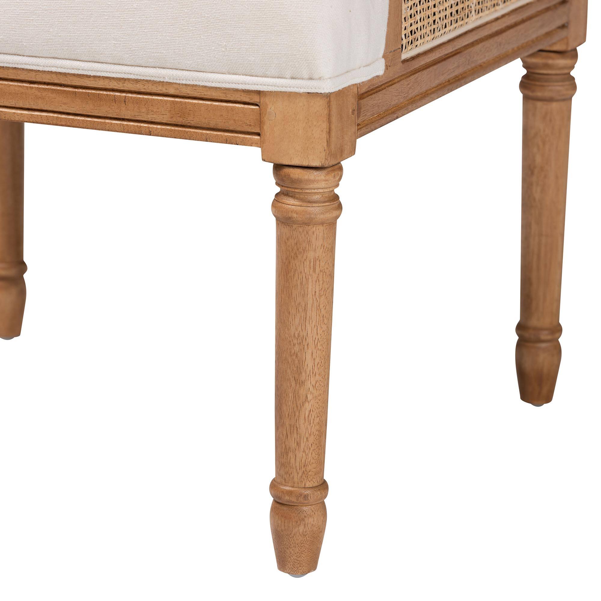 Alt View 2. bali & pari - Rachana Traditional French Fabric and Honey Oak Finished Wood Accent Chair - Beige/Honey Oak.