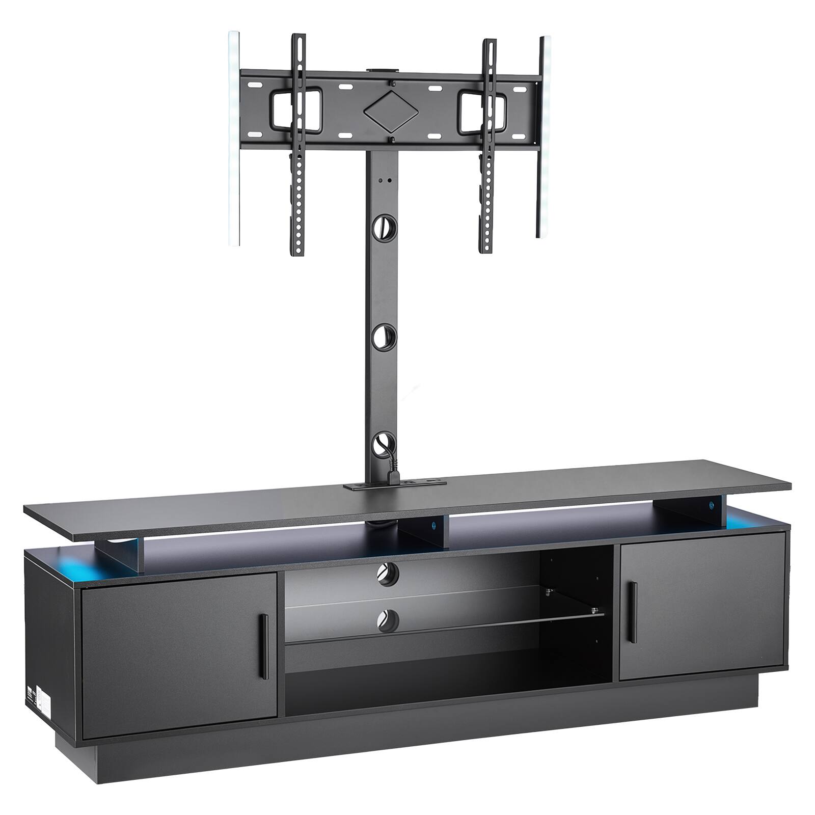 Alt View 5. VEVOR - TV Stand with Mount, 59.1 Inch, Swivel TV Stand Console with Power Outlet, for 32-75 Inch TVs - Black.
