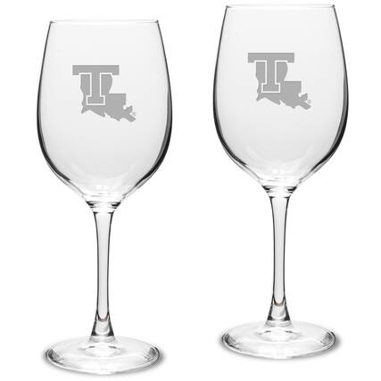 Front. Jardine - Louisiana Tech Bulldogs 16oz. 2-Piece Traditional White Wine Glass Set - Multicolor.