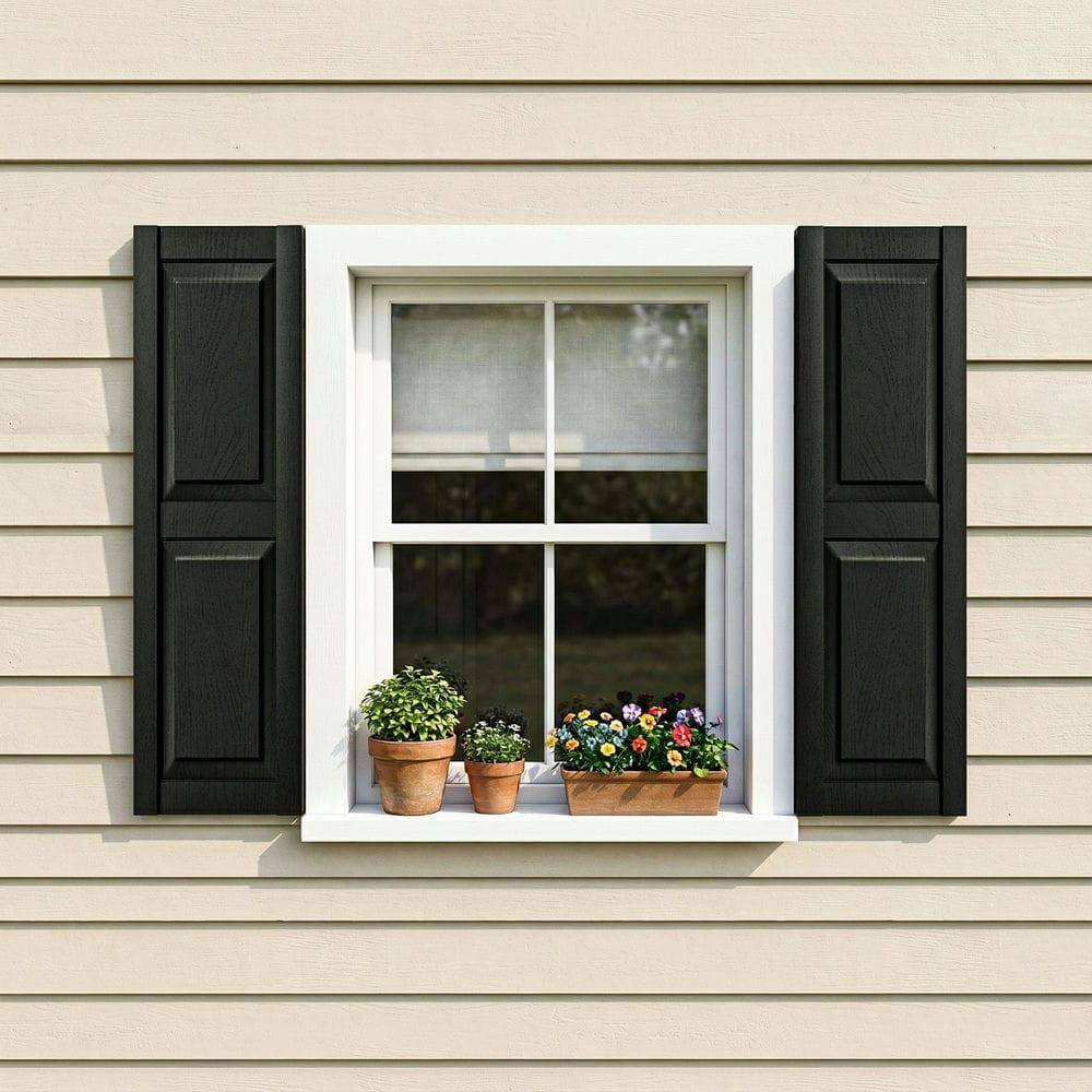 Left. Kadyn - All-Weather Square Faux Window Panel Decor, Durable Architectural Accent, 14"x25", Black - Black.