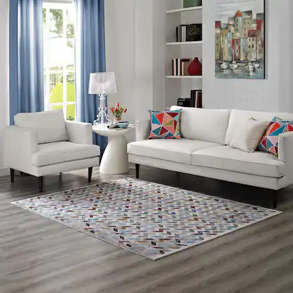 Front. Modway - Gemma Chevron Mosaic Area Rug - Multicolored.