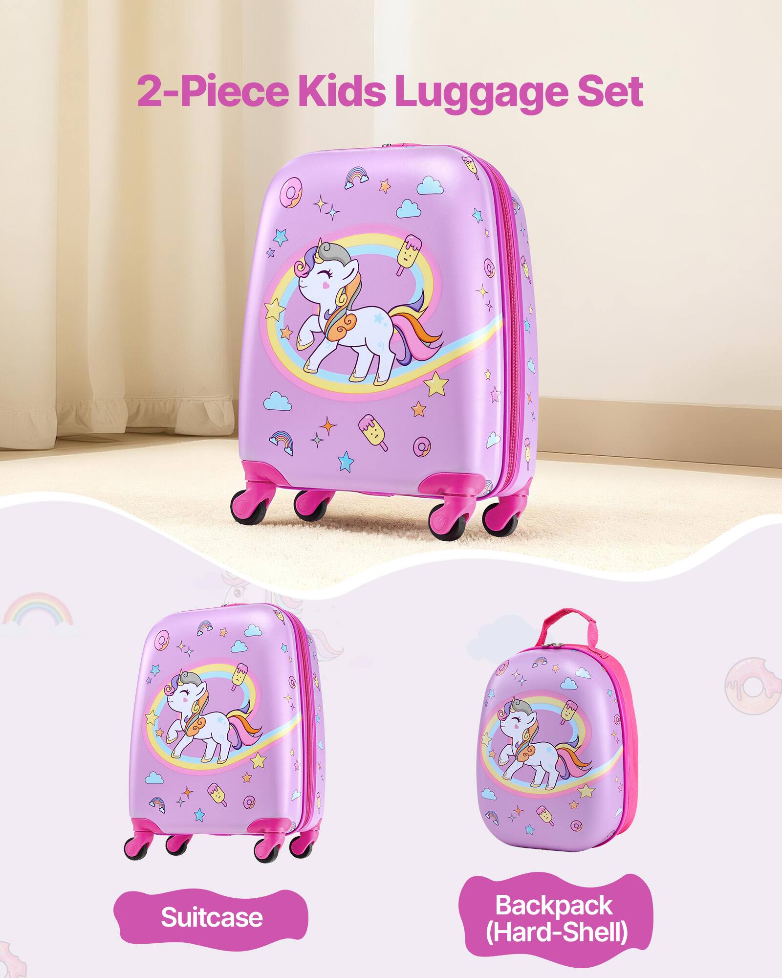 2-Piece Kids Luggage Set

Suitcase

Backpack (Hard-Shell)