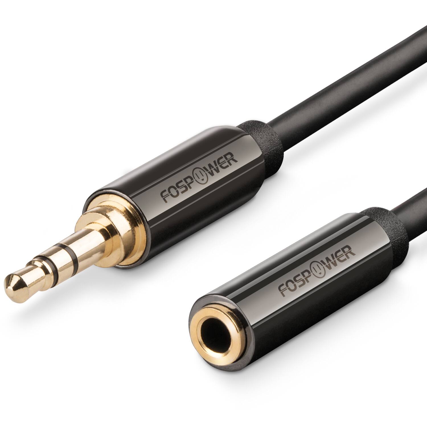 FosPower - [24K Gold Plated] Premium 3.5mm AUX Audio Extension Cable - 10FT, Male to Female Auxiliary Cable, 3.5mm AUX Cord - Black
