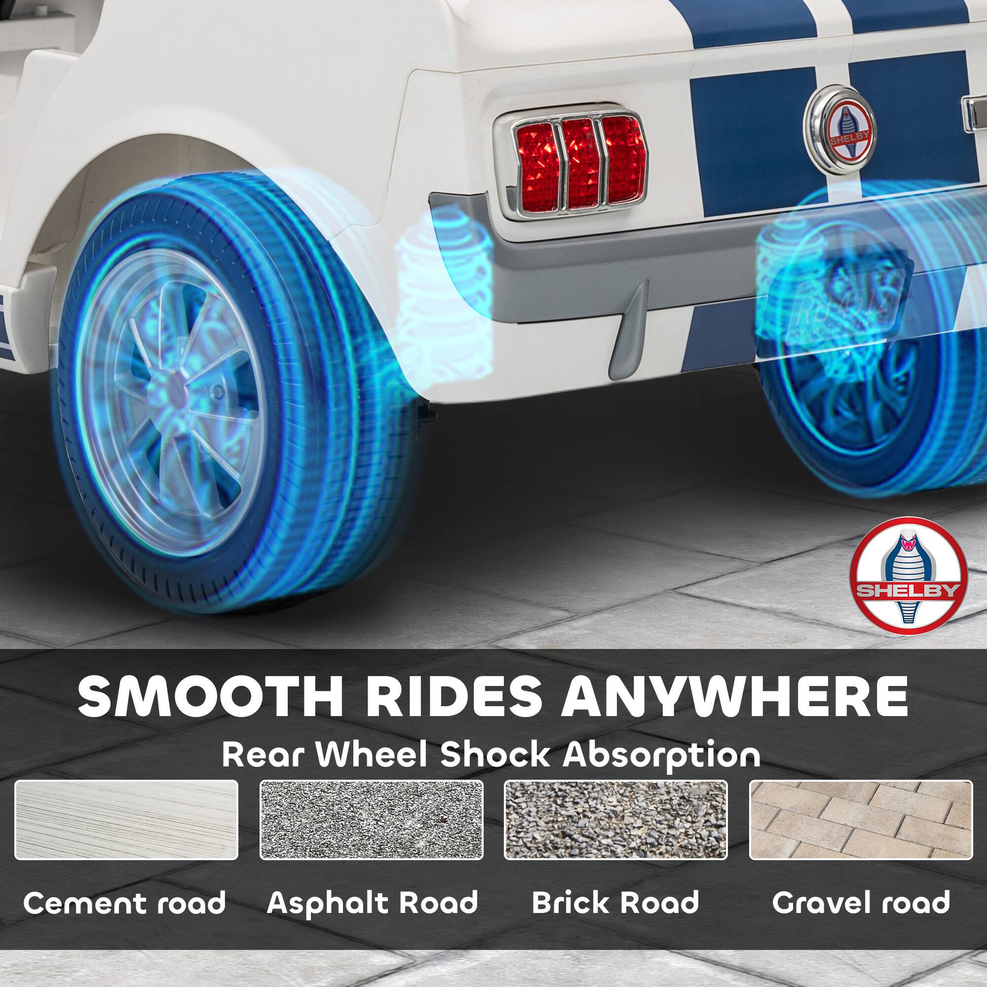SMOOTH RIDES ANYWHERE  
Rear Wheel Shock Absorption  

Cement road  
Asphalt Road  
Brick Road  
Gravel road