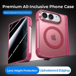 Dteck - Magnetic Case Built-in Screen Protector for Apple iPhone Duo, Shockproof Hard PC+TPU Full Protective Cover with Hinge - Red