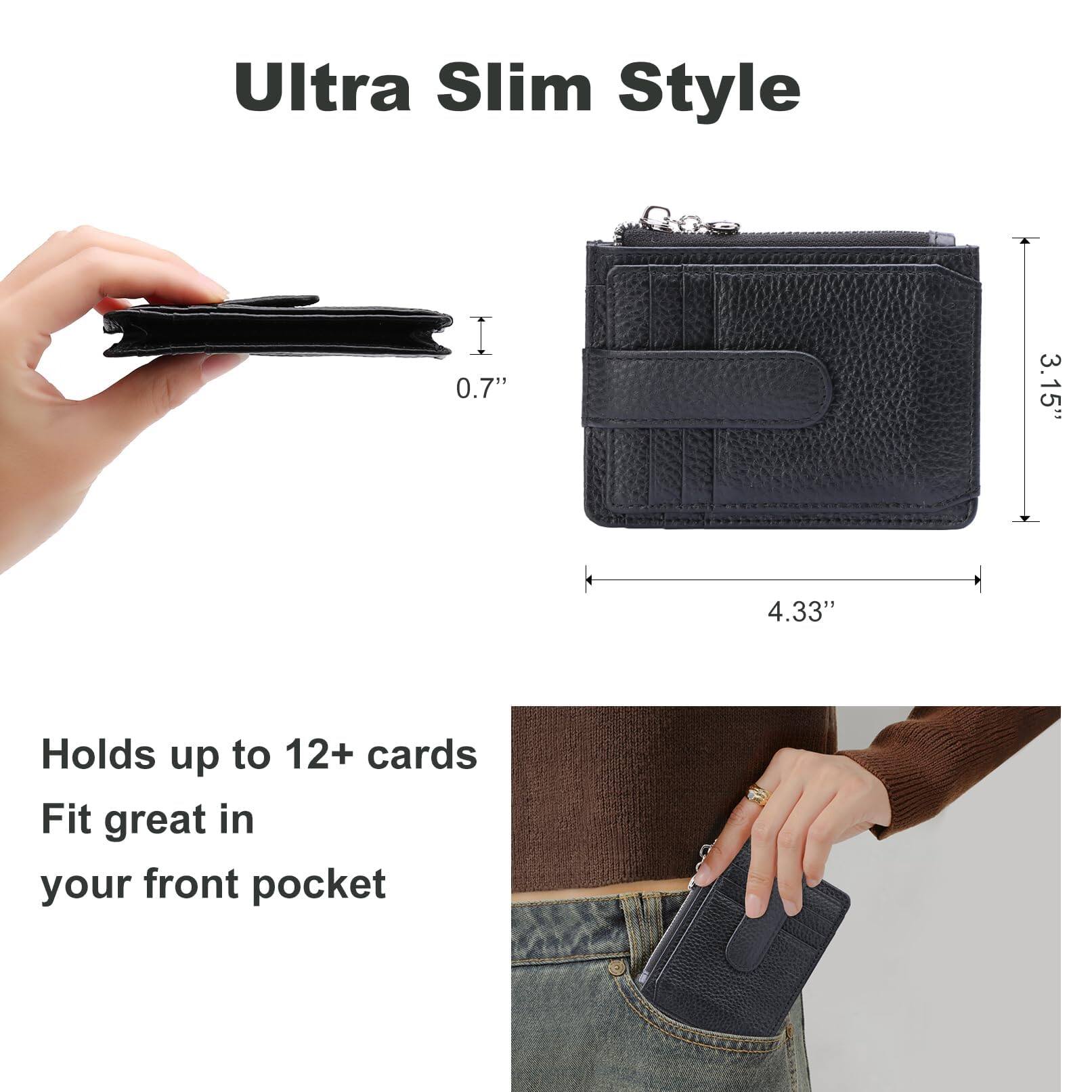 Back. Jadie Link - Slim Wallet Women Thin Womens Card Holder Rfid Blocking Genuine Leather Small Wallets Premium Material Hardware slim - C8-light Purple.