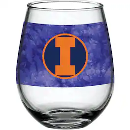 Indigo Falls - Illinois Fighting Illini 15oz. Vintage Tie-Dye Stemless Wine Glass - Multicolor