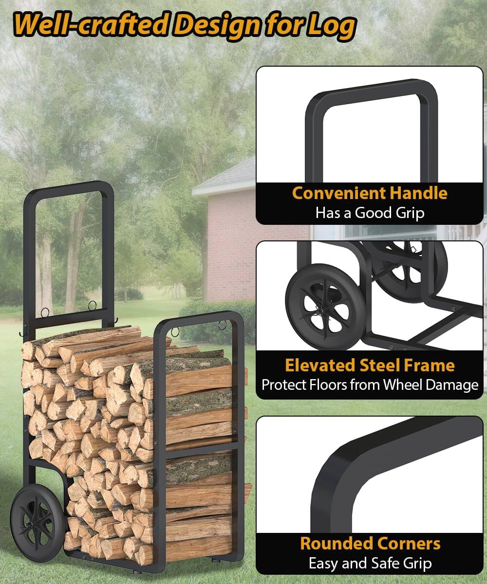 - Well-crafted Design for Log
- Convenient Handle
  - Has a Good Grip
- Elevated Steel Frame
  - Protect Floors from Wheel Damage
- Rounded Corners
  - Easy and Safe Grip