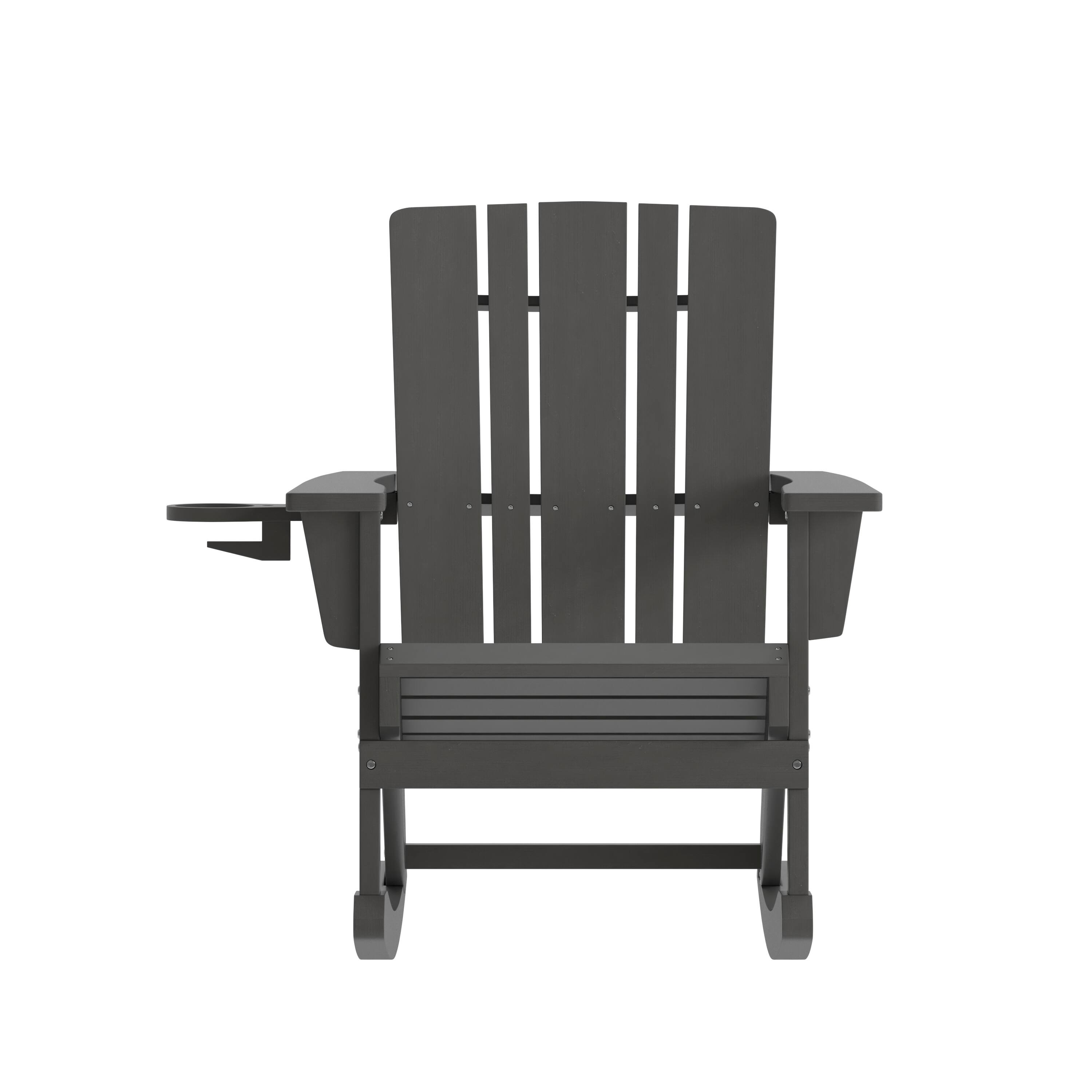 Alt View 10. Emma + Oliver - Haley Set of 2 Adirondack Rocking Chairs with Cup Holders, Weather Resistant HDPE Adirondack Rocking Chairs - Gray.