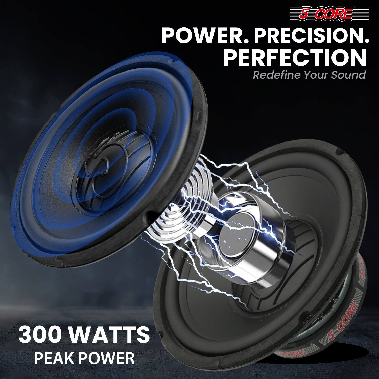 5 CORE, POWER. PRECISION. PERFECTION, Redefine Your Sound, 300 WATTS PEAK POWER, 5 CORE