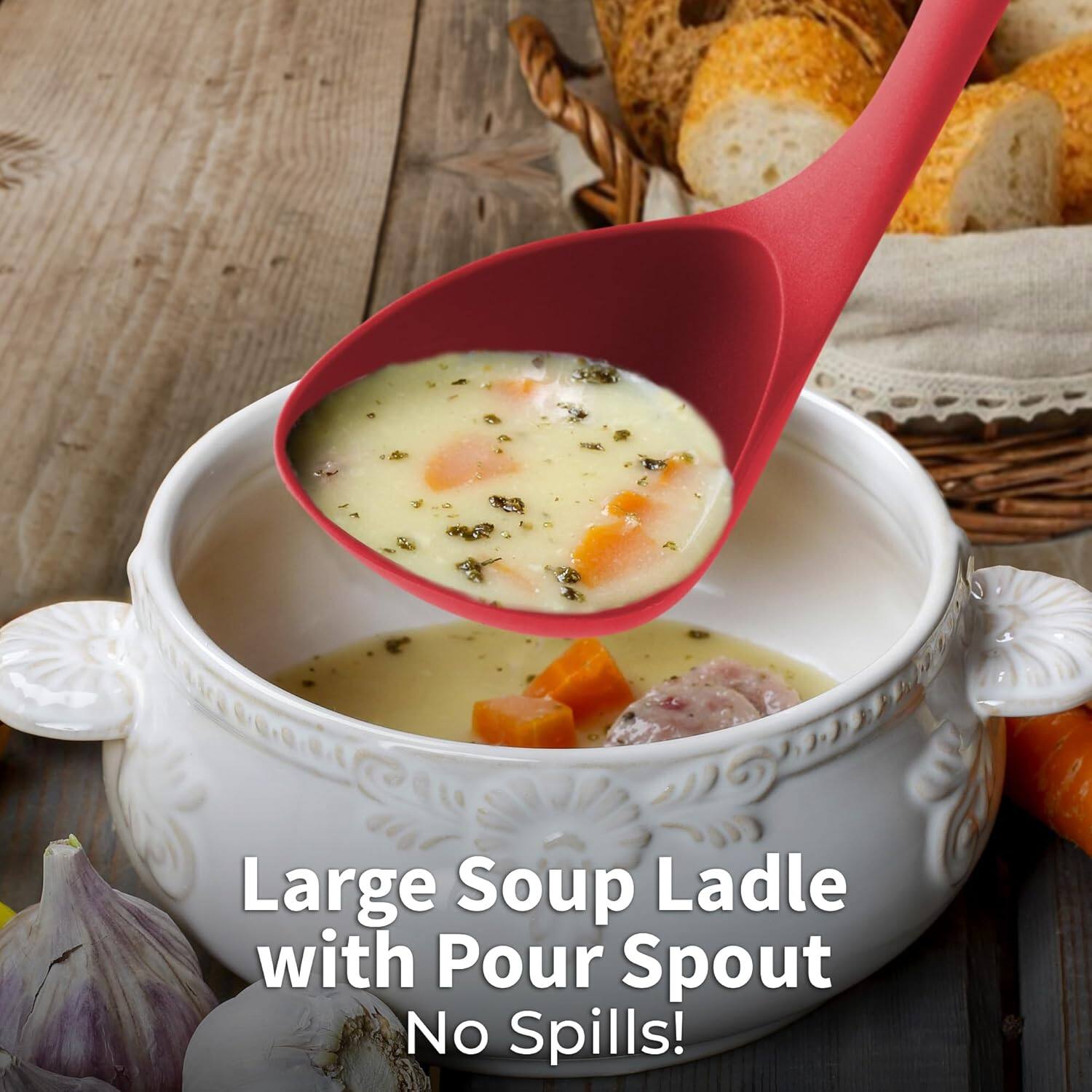 Large Soup Ladle with Pour Spout  
No Spills!