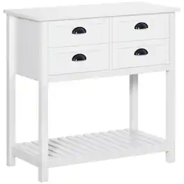 Homcom - Modern Sideboard Coffee Bar with 4 Drawers, Slatted Shelf - White
