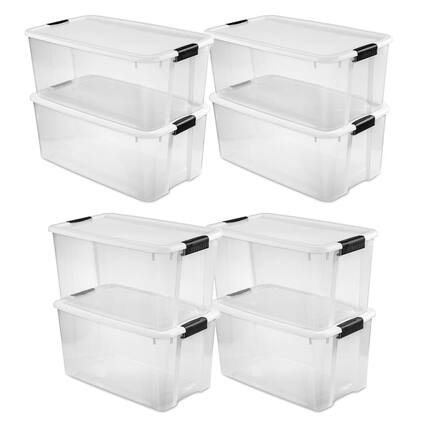 Front. Sterilite - Sterilite 116 Qt Clear Storage Tote, 4 Pack, & 70 Qt Clear Storage Tote, 4 Pack.