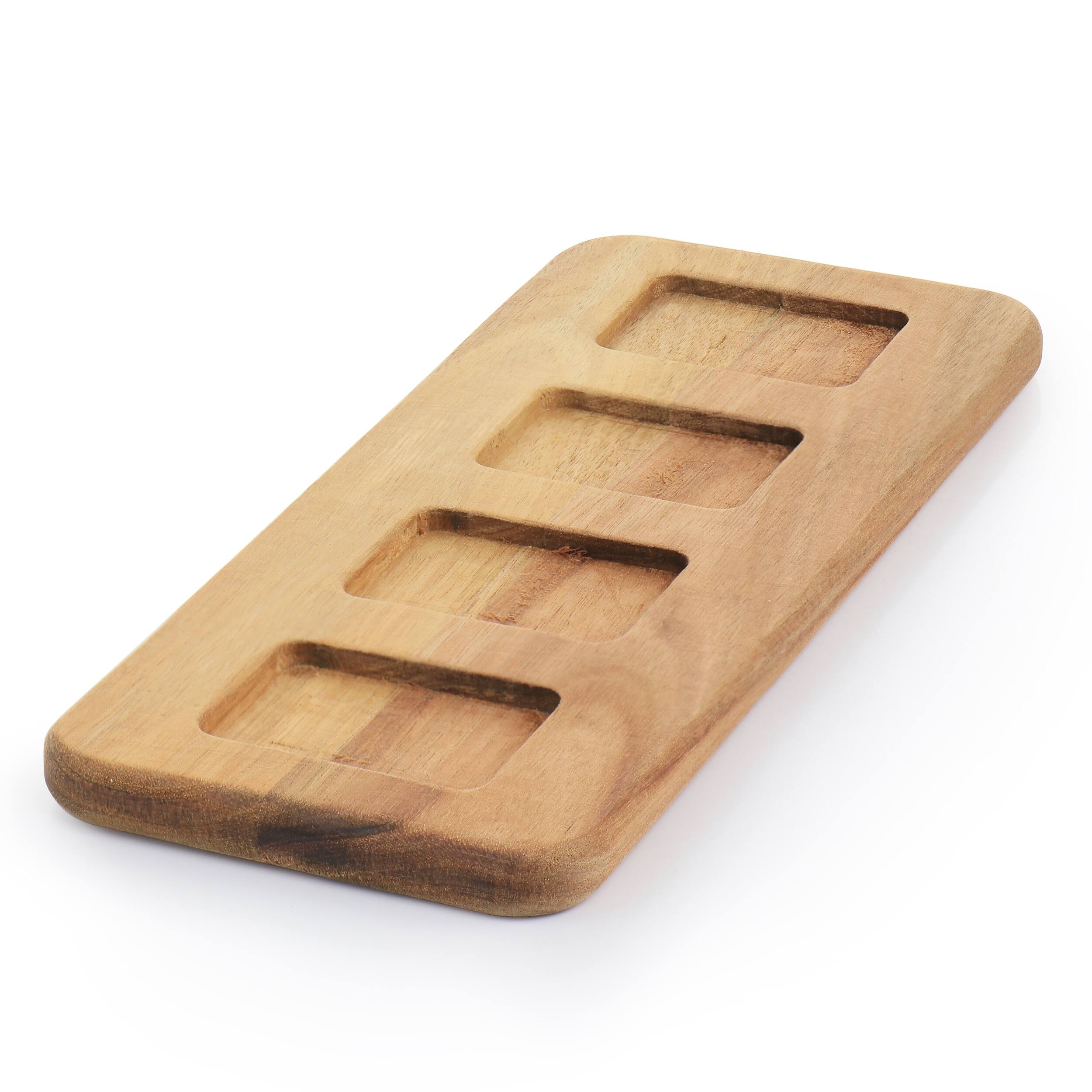 Back. Gibson - Gibson Elite Gracious Dining 5 Piece Fine Ceramic Tidbit Dish Set with Acacia Wood Base - Brown.