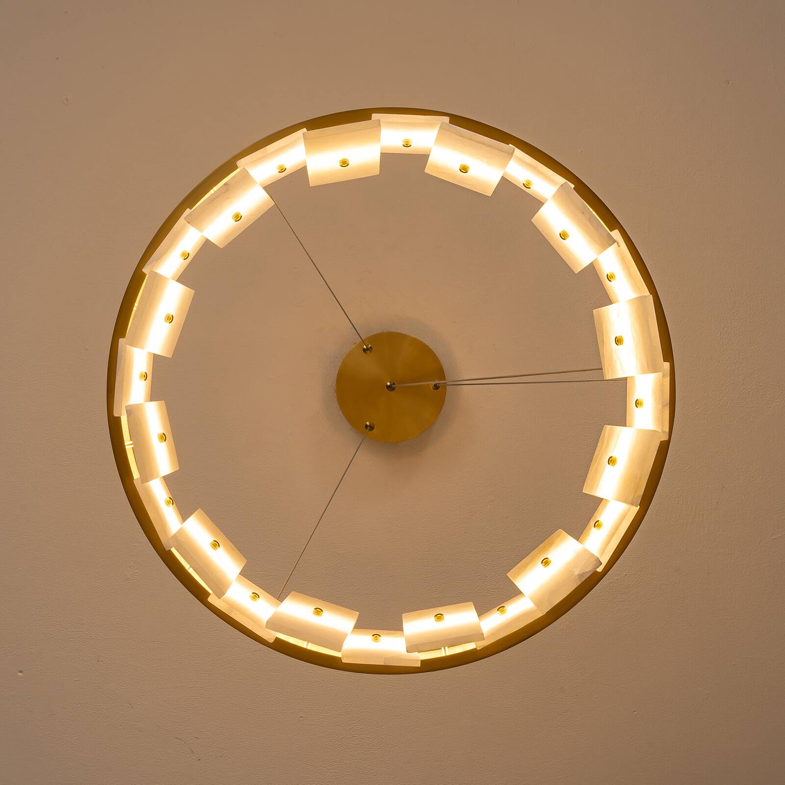 Alt View 8. Siljoy - 23.6-In Modern Alabaster LED Chandelier, Brass Frame Dimmable Light for Dining Room Living Room Kitchen Island Foyer - Gold Brass.
