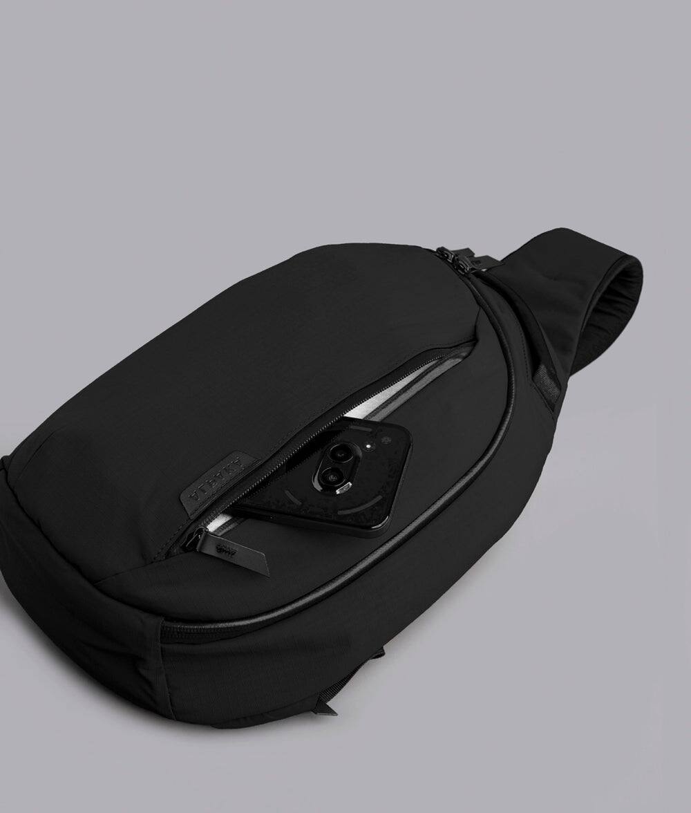 Alt View 6. ALPAKA - Metro Crossbody Left Shoulder Sling Bag Men,Sling Backpack - Fits 11" Tablet - Single Shoulder - Black Axoflux 210D.