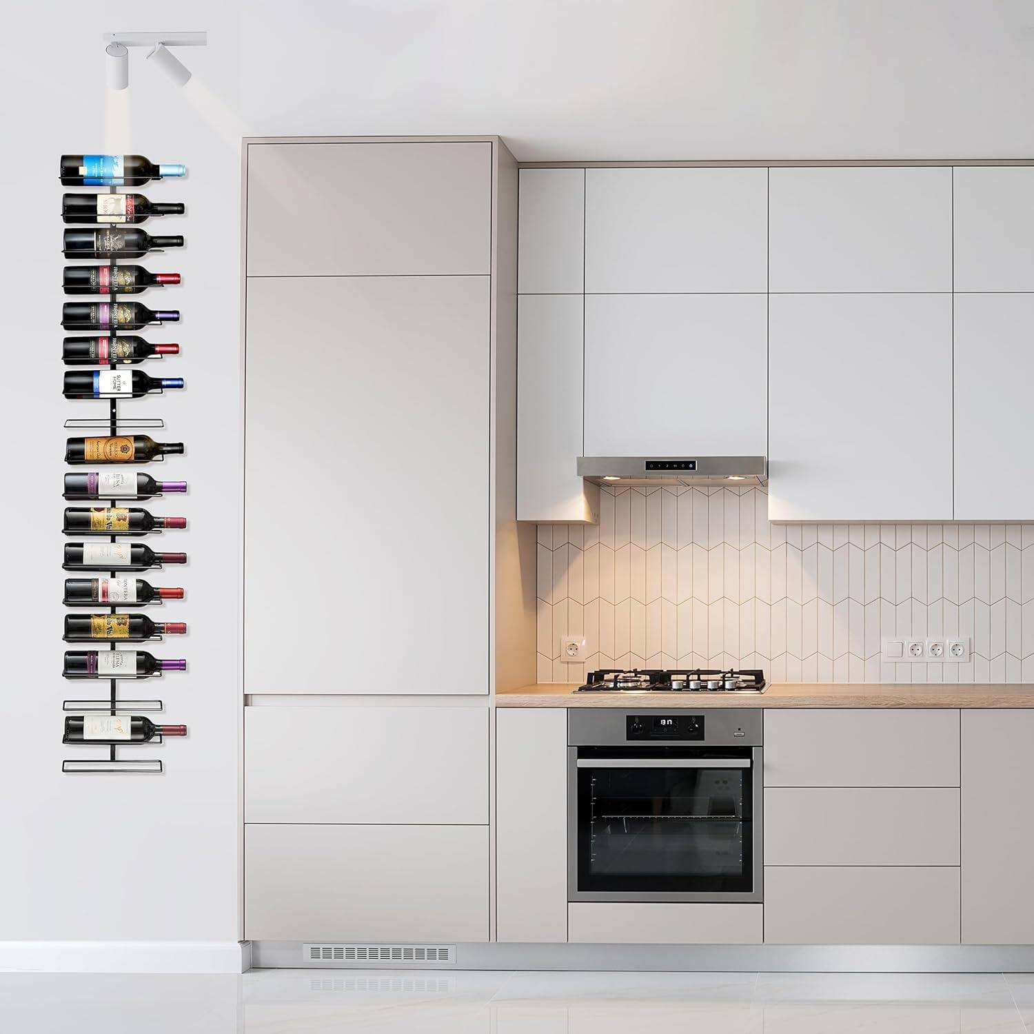 Alt View 3. Sorbus - Sorbus Wall Mount Wine Rack – Holds 12 Bottles – Black Metal Wine Bottle Holder for Wall, Modern Wine Rack for Home Bar - Midnight.