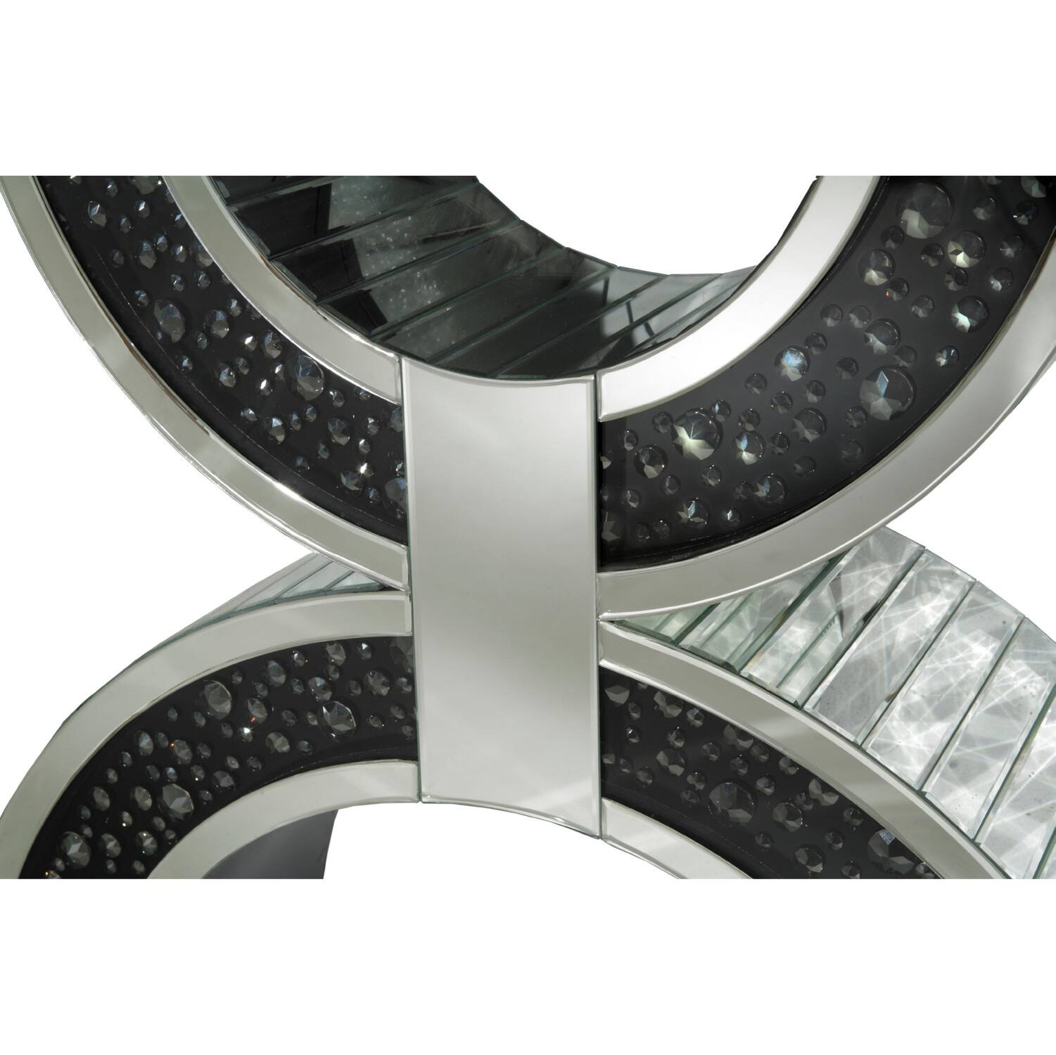 Alt View 1. Manhattan Lane - Wood and Mirror  Console Table with Geometric Style Base, Clear and Black - Black and Clear.