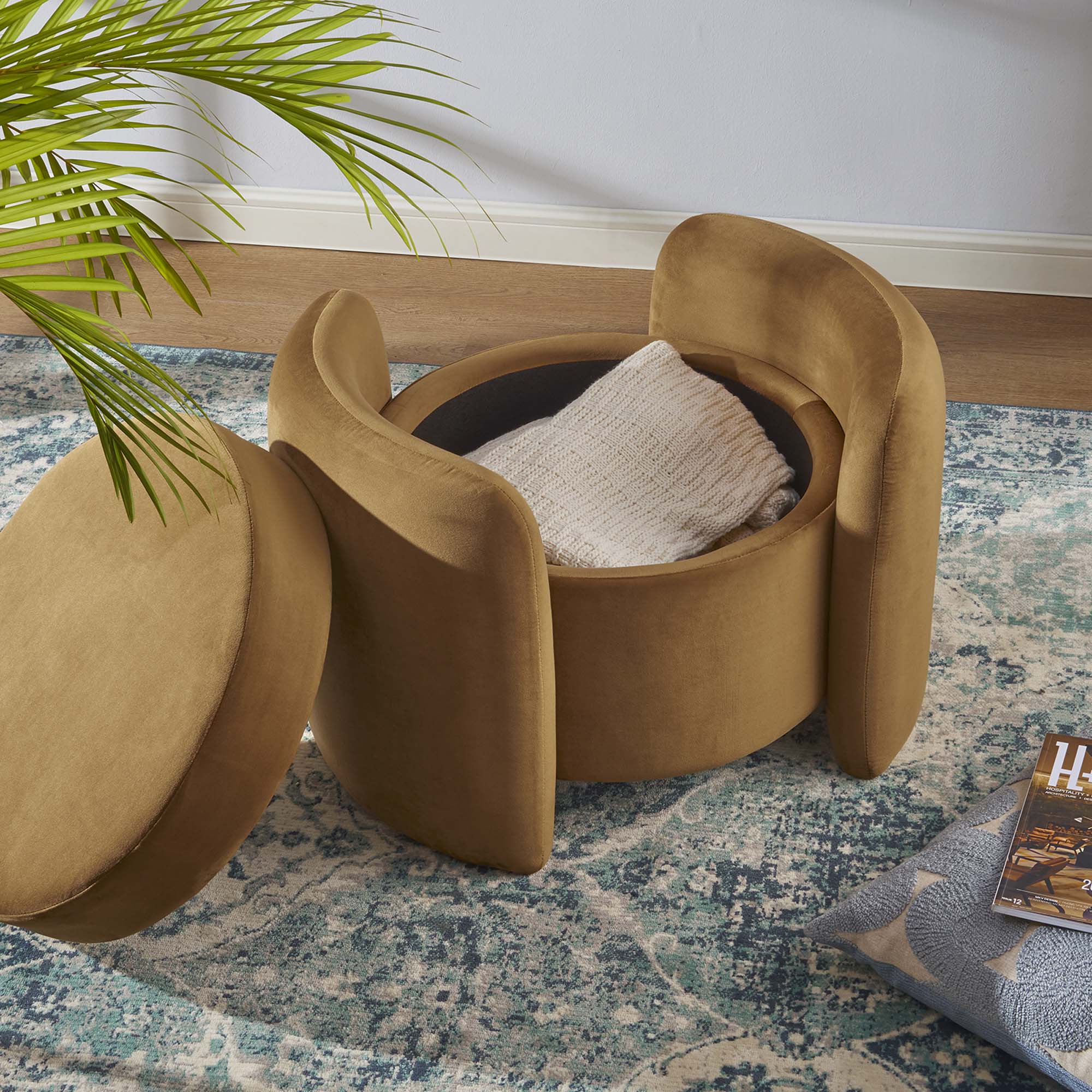 Back. Modway - Nebula Upholstered Performance Velvet Ottoman by Modway - EEI-6055-COG.