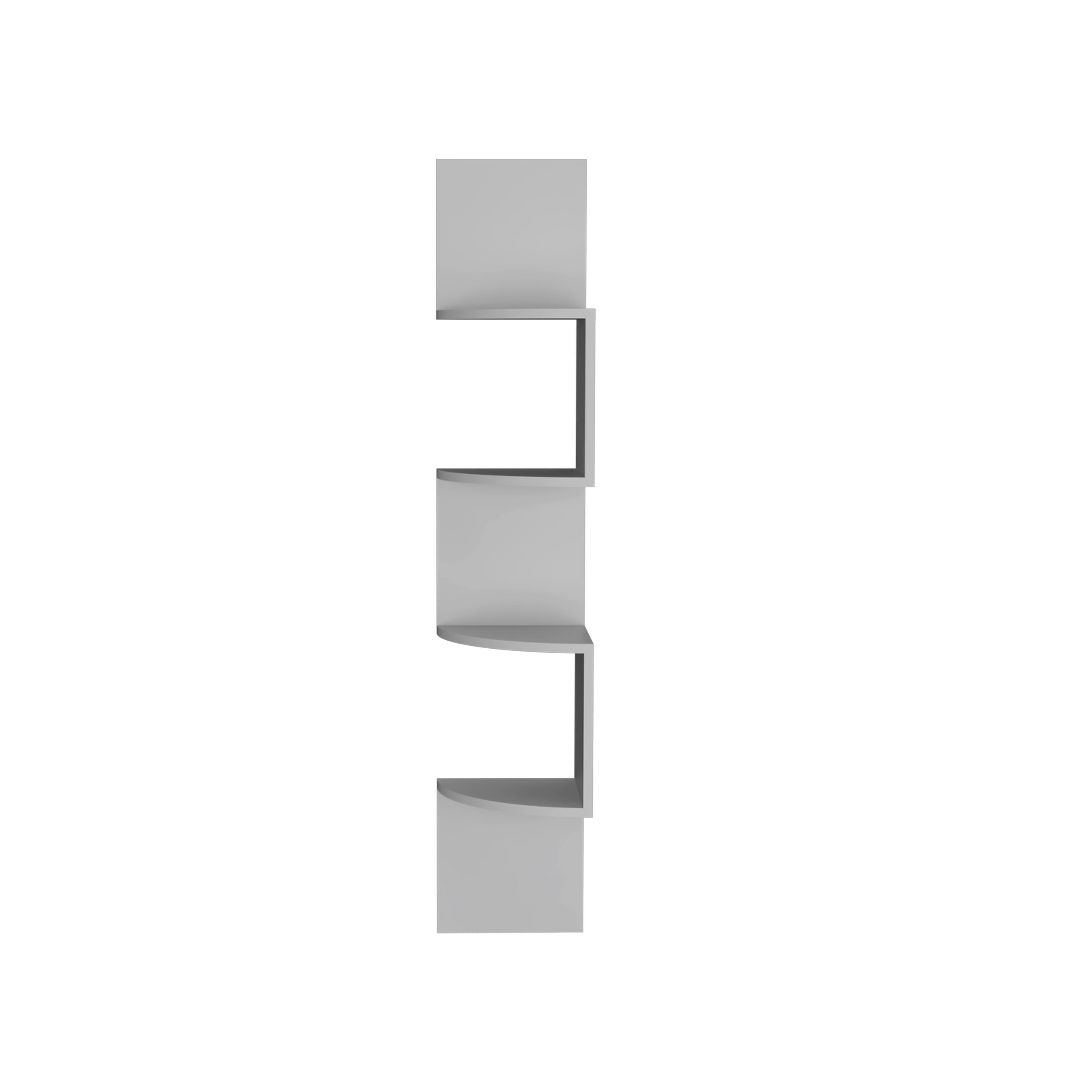 Back. TuHome - Rosset Corner Shelf, Modern Full-Wall Design With Multiple Shelving - White.