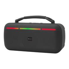 Front. iQ Sound - 15W Halo Glow Portable Bluetooth Speaker, Rechargeable, TWS, Lights, USB/microSD, FM, 20 Hr Play Time - Black.