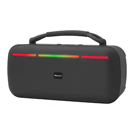 iQ Sound - 15W Halo Glow Portable Bluetooth Speaker, Rechargeable, TWS, Lights, USB/microSD, FM, 20 Hr Play Time - Black