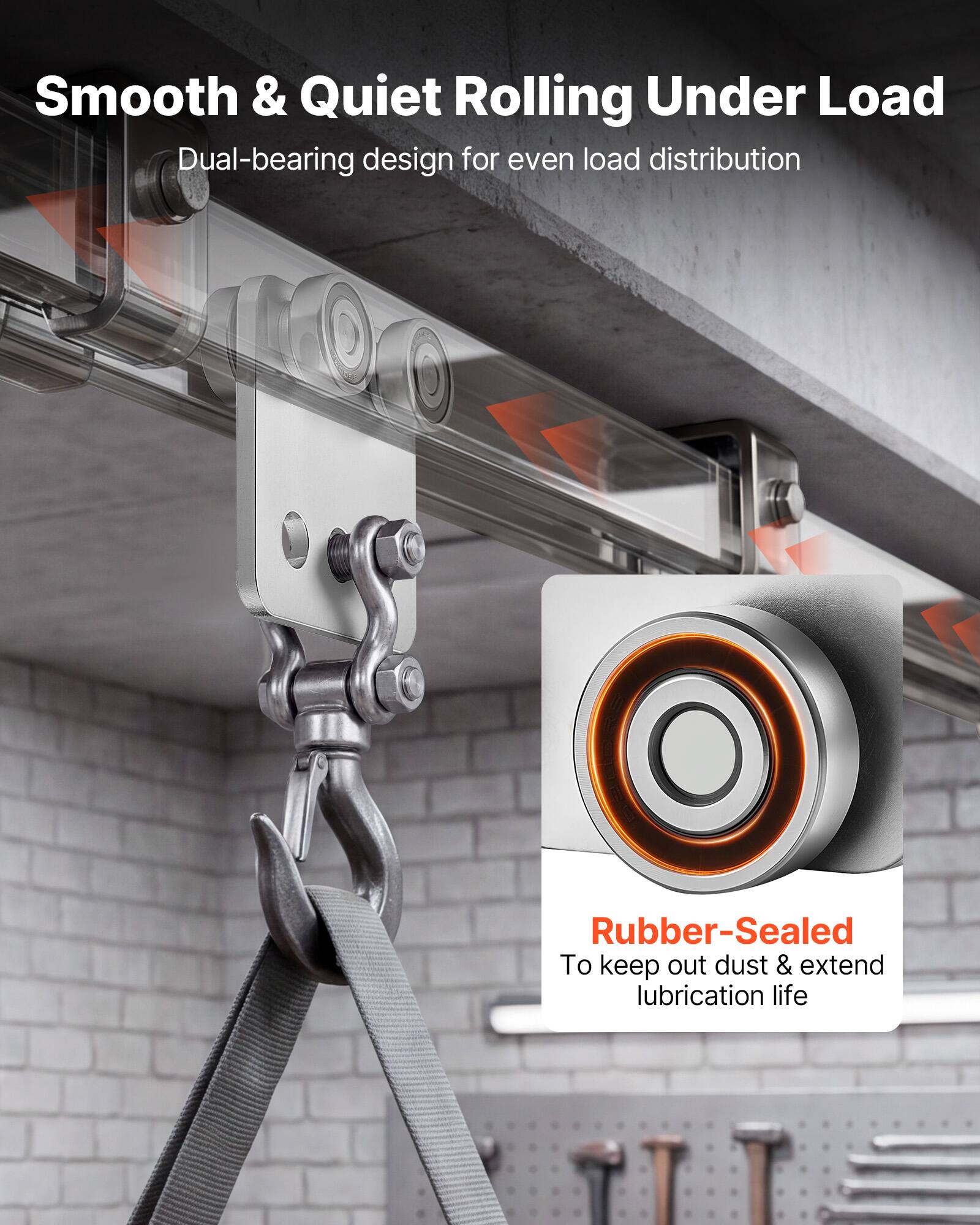 Smooth & Quiet Rolling Under Load  
Dual-bearing design for even load distribution  
Rubber-Sealed  
To keep out dust & extend lubrication life