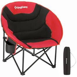 KingCamp - Foldable Saucer Camping Lounge Chair with Cupholder Storage - Black/Red