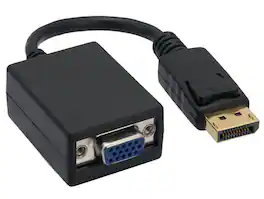 Cable Leader - DisplayPort to VGA Adapter Cable, 6.5 Inch, Secure Latch, Gold-Plated - Black