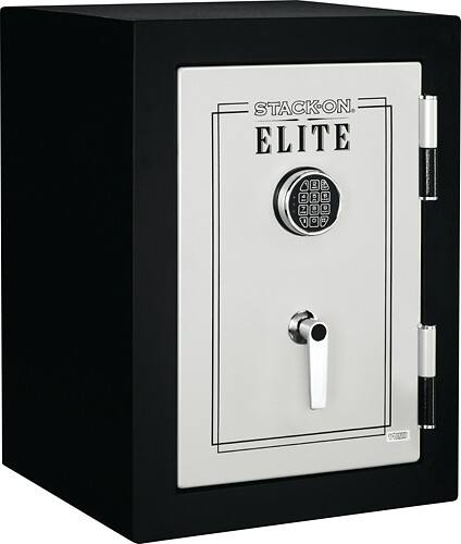 Angle Standard. Stack-On - Elite Executive Fire-Resistant Safe - Black/Silver.