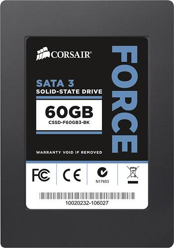 Front Standard. Corsair - Force Series 3 60GB Internal Serial ATA III Solid State Drive for Laptops.