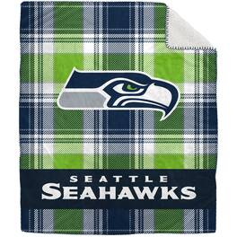 Pegasus - Seattle Seahawks 50" x 60" Plaid Flannel Sherpa Plush Blanket - Multicolor