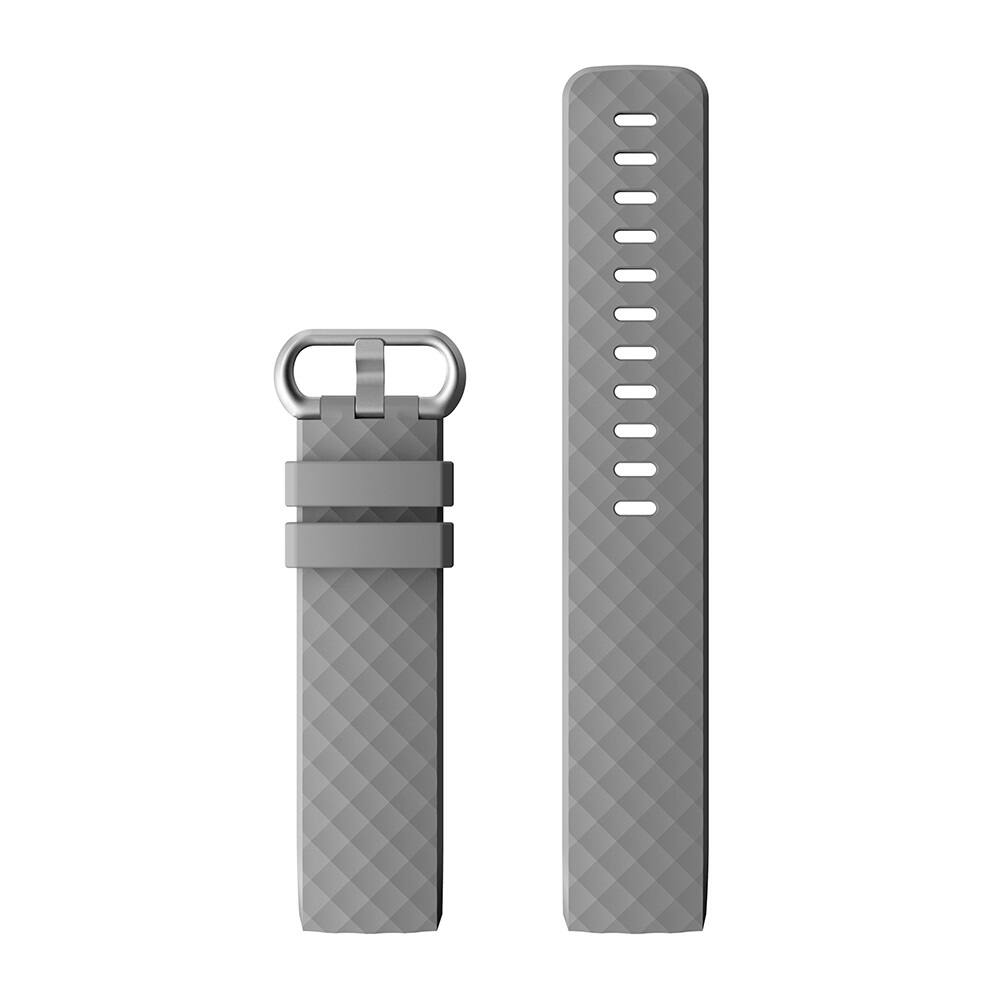 Back. StrapsCo - Active Band Silicone Rubber Watch Strap For Fitbit Charge 3 & Charge 4 (Medium-Long) - Grey.