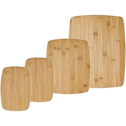 Front. PARKER SLATER - 4-Piece Reversible Bamboo Cutting Board Set, Assorted Sizes.
