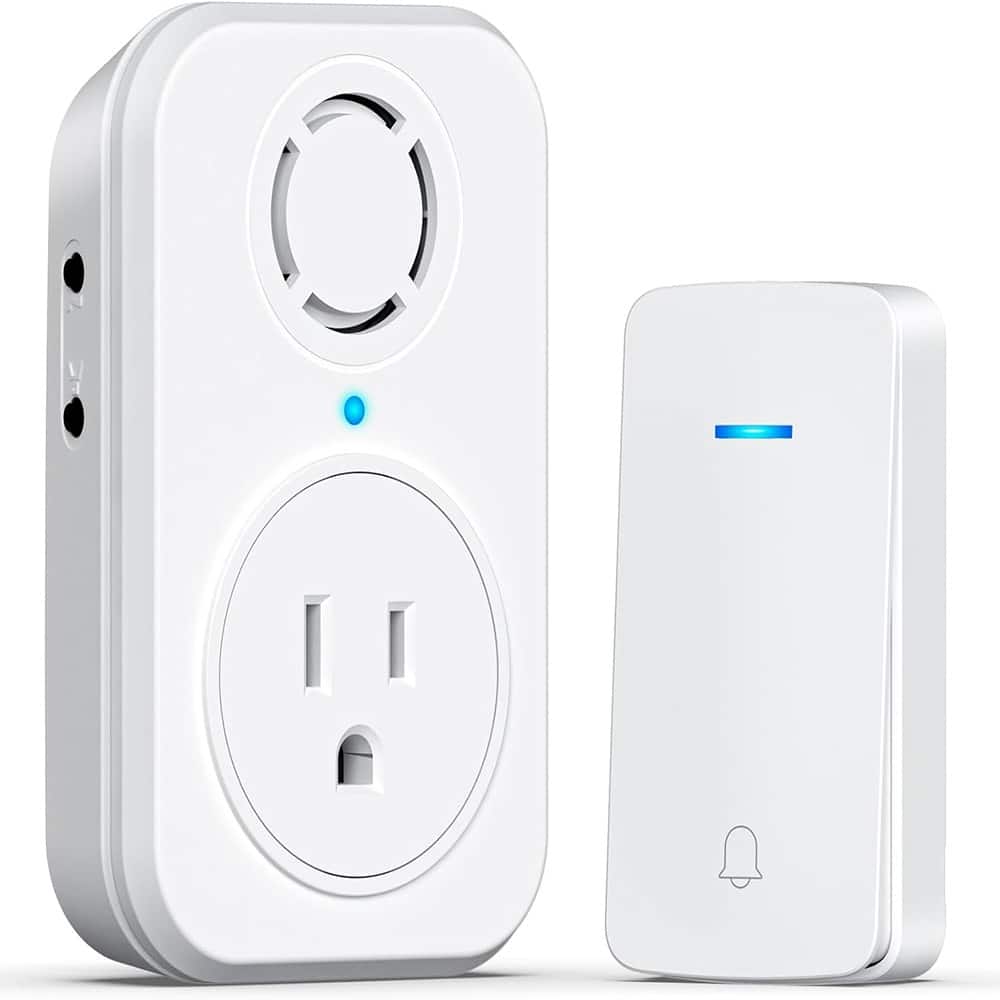 Schertz - The wireless doorbell has an extra socket, is self-powered, has a push button - White Size: 1 Buttons & 1 Receiver