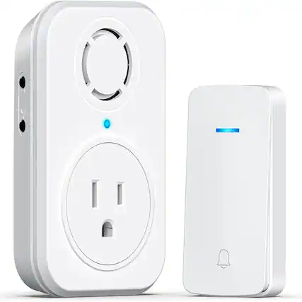 Front. Schertz - The wireless doorbell has an extra socket, is self-powered, has a push button - White Size: 1 Buttons & 1 Receiver.