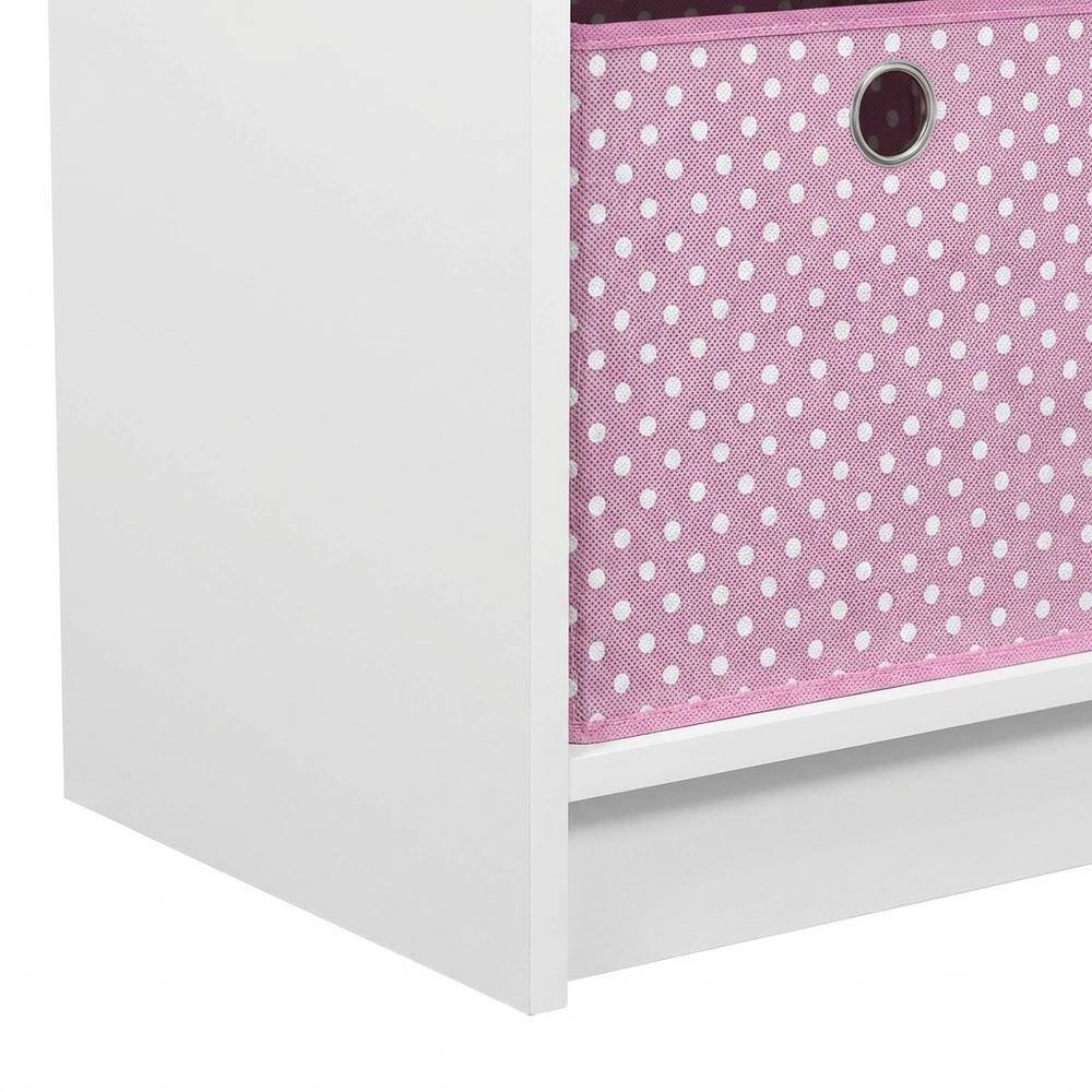 Alt View 2. FurniFact - White and Pink 3x2 Bookcase with Bins for Organizing and Storage - White/Pink.